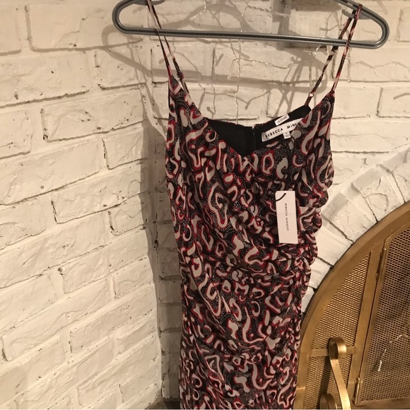 NWT Rebecca Minkoff Kinsley Ruched Mini Dress in Black and Red Size 4 - Picture 7 of 14